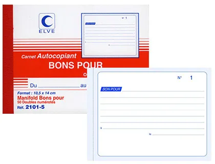 Manifold elve autocopiant 140x105mm foliotage 50 duplis bons pour