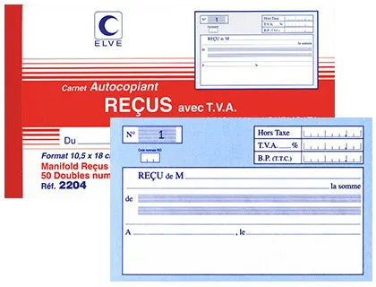 Manifold elve autocopiant 180x105mm foliotage 50 duplis reçus tva