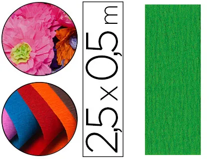 Papier crépon clairefontaine densité crêpage 60% 40g 50cmx2.5m unicolore vert pré pochette 10f