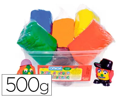 Pâte à modeler assortiment 6 coloris bleu rouge vert jaune marron orange 12 pains 250g