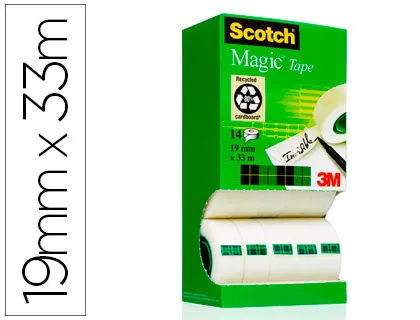 SCOTCH Tour de 14 rouleaux de ruban adhésif Magic invisible 19 mm x 33 m