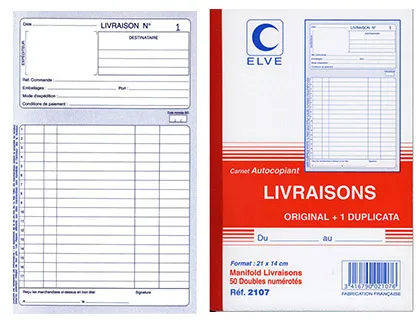 Manifold elve autocopiant 140x210mm foliotage 50 duplis livraisons