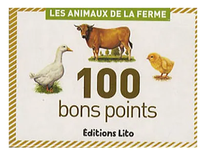 Bon point éditions lito animaux ferme texte pédagogique au verso 61x82mm boîte 100 unités