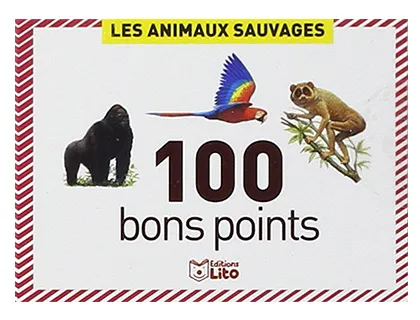 Bon point éditions lito animaux sauvages texte pédagogique au verso 61x82mm boîte 100 unités