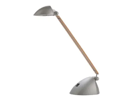 Lampe halogène alba tobago bras bois véritable socle tête abs double articulation 30/50w 580mm gris métal/bois clair