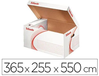 Conteneur d'archive ESSELTE en carton ondulé blanc et rouge 365x255x550mm