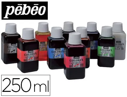 Encre pébéo colorex forte concentration vivacité coloris assortis boîte 10 flacons 250ml