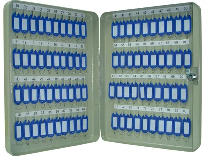 Armoire à clés Q-Connect 80 clés acier résistant épaisseur 0.8cm inclus 2 clés porte-clés accessoires 425x355x90mm