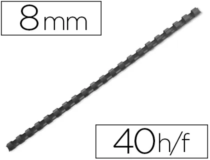 Anneau plastique à relier fellowes dos rond capacité 40f 8mm diamètre 300mm longueur coloris noir boîte 100 unités
