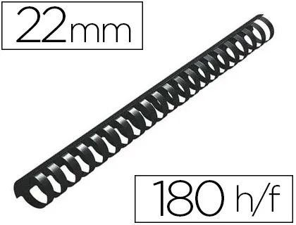 Anneau plastique à relier fellowes dos rond capacité 180f 22mm diamètre 300mm longueur coloris noir boîte 50 unités