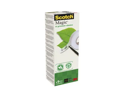 Ruban adhésif scotch magic green invisible recyclé 19mmx33m tour 9 rouleaux