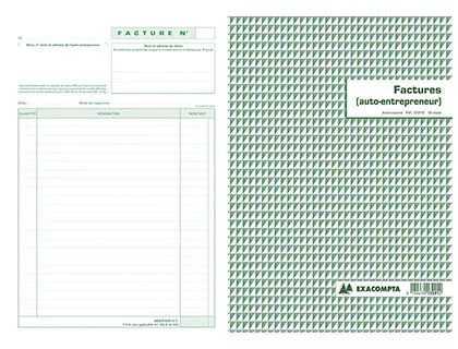 Manifold autocopiant exacompta factures auto-entrepreneur A4 210x297mm foliotage 50 duplis