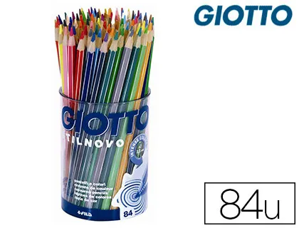 Crayon couleur giotto stilnovo hexagonal 6.8mm mine qualité supérieure 3.3mm coloris vifs intenses étui carton 84 unités