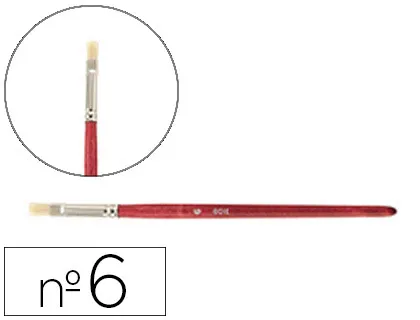 Brosse plate pinselfabrik soie de porc nº6 virole fer blanc nickelé lot 10 unités