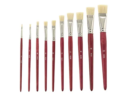 Brosse plate pinselfabrik soie de porc nº16 virole fer blanc nickelé lot 10 unités