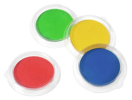 Tampon encreur jpc diamètre 90 mm rechargeable encre 4 couleurs assorties boîte 12 unités