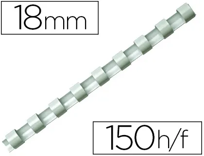Anneau plastique à relier fellowes dos rond capacité 150f 19mm diamètre 300mm longueur coloris blanc boîte 100 unités