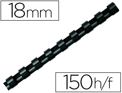 Anneau plastique à relier fellowes dos rond capacité 150f 19mm diamètre 300mm longueur coloris noir boîte 100 unités