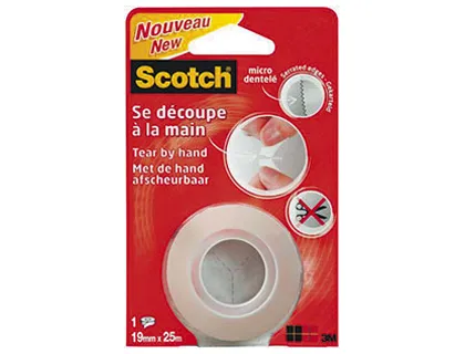 Ruban adhésif scotch micro-dentelé transparent longue durée 19mmx25m