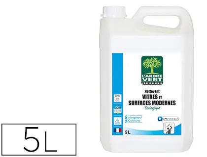 Nettoyant arbre vert écologique surfaces vitrées étagères en verre miroirs bureau table porte poignées bidon 5l
