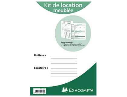 Kit exacompta location locaux meublés dossier 2 feuillets contrat location 2 liasses de 3 exemplaires état des lieux