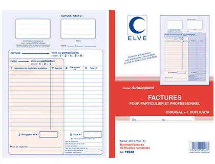 Manifold autocopiant elve factures auto-entrepreneur A4 210x297mm foliotage 50 duplis