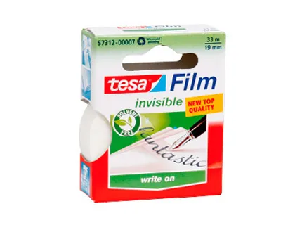 Ruban adhésif tesa invisible résistant polypropylène écriture stylo plume encre gel 19mmx33m boîte individuelle