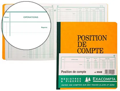 Registre exacompta position de compte 210x190mm 80 pages