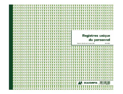Registre piqué exacompta du personnel salariés stagiaires 320x270mm 52 pages