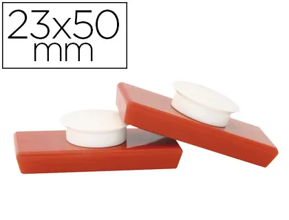 Aimant super-puissant safetool rectangulaire puissance 2100g 23x50mm coloris rouge étui 2 unités b 1148-02