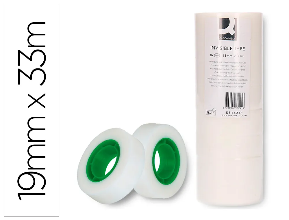 Ruban adhésif Q-Connect film invisible économique 19mmx33m tour 8 rubans