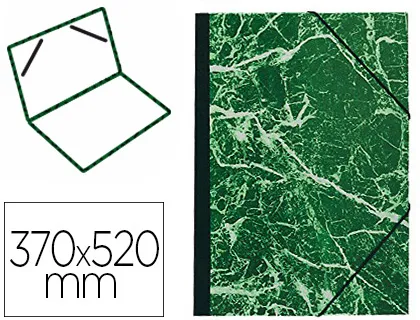 Carton à dessin exacompta papier marbré vert 90g dos koveril noir fermeture élastique 370x520mm