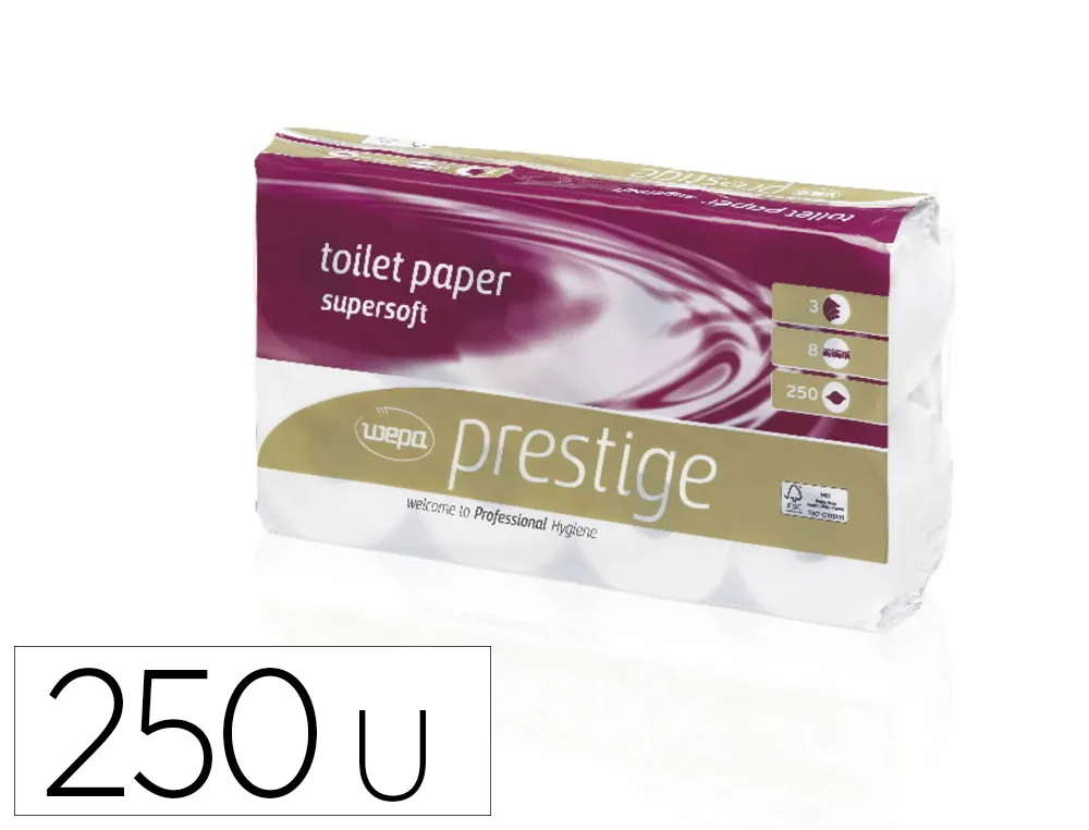Papier toilette 3 plis triple épaisseur paquet 8 rouleaux 250f