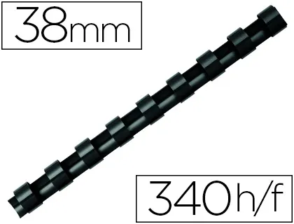 Anneau plastique à relier fellowes format a4 21 anneaux diamètre 38mm 38x38x300mm capacité 340f coloris noir boîte 50u