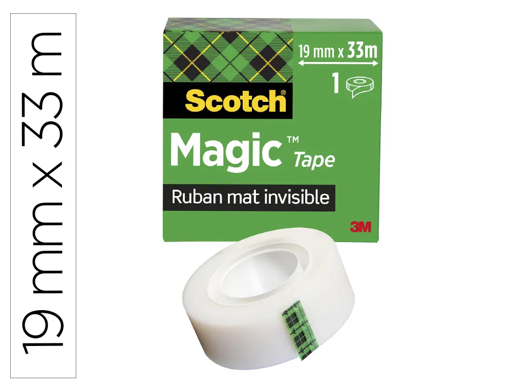 Ruban adhésif scotch magic 810 permet écrire invisible 19mmx33m boîte individuelle