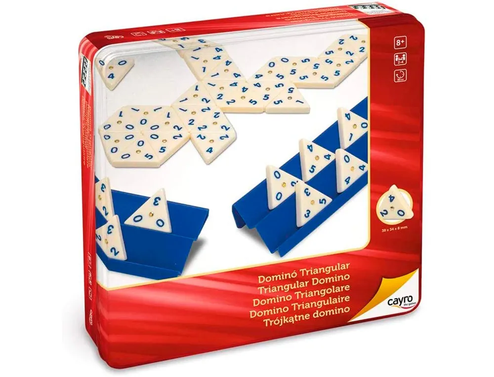 Jeu domino triangulaire contient 56 dominos 4 supports boîte