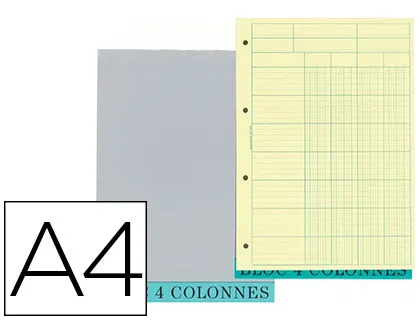 Bloc exacompta contrôle comptable A4 210x297mm 70 feuilles 4 colonnes/libellé coloris canari