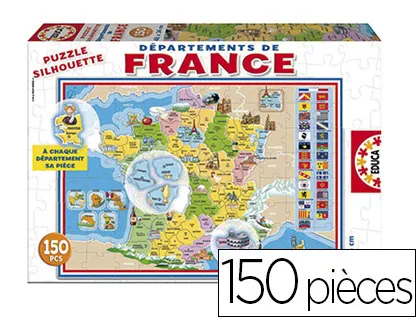 Puzzle éducatif 34x48cm 150 pièces thème les départements de france dès 3 ans