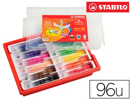 Crayon couleur stabilo trio long bois triangulaire 175mm mine large souple 4mm coloriage rapide coffret scolaire 96u