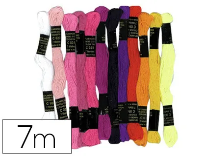 Fil coton bracelet brésilien 7m coloris assortis sachet 12 échevettes