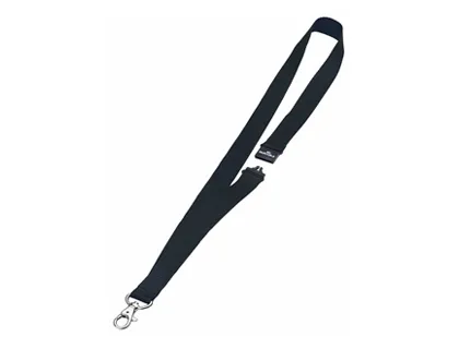 Lacet durable textile 44cm largeur 2cm attache mousqueton système sécurité coloris noir boîte 10 unités