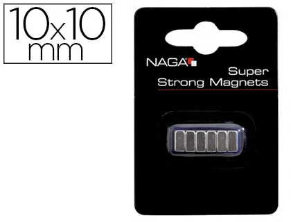 Aimant naga métal carré puissant 10x10mm boîte 6 unités