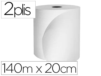 Essuie-mains distributeur automatique pure ouate coloris blanc 2 plis 140mx20cm lot 6 rouleaux
