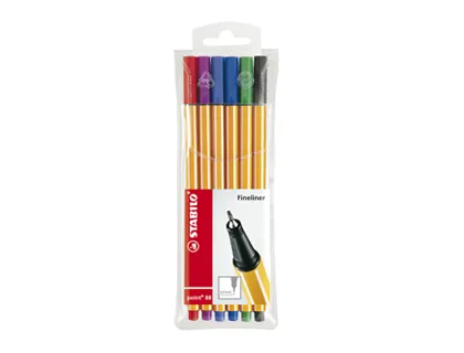 Stylo-feutre stabilo point 88 écriture fine 0.4mm 1000m pointe gainée métal pochette 6 coloris assortis