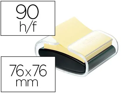 Dévidoir blocs z-notes post-it pro noir et 1 recharge 90f jaunes 76x76mm