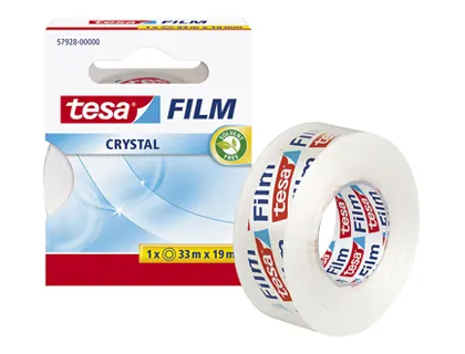 Ruban adhésif tesa crystal qualité premium transparent plastique recyclé 19mmx33m boîte individuelle