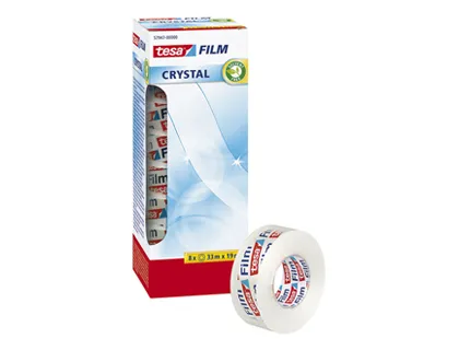 Ruban adhésif tesa crystal qualité premium transparent plastique recyclé 19mmx33m tour 8 rouleaux