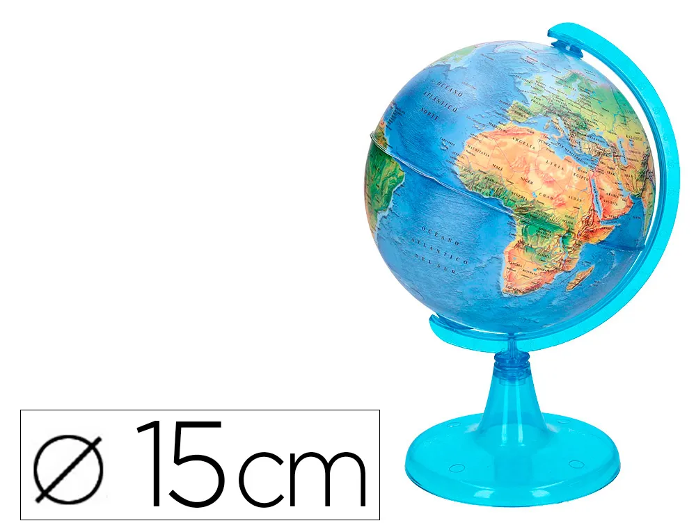 Globe terrestre liderpapel carte physique fr diametre 15 cm