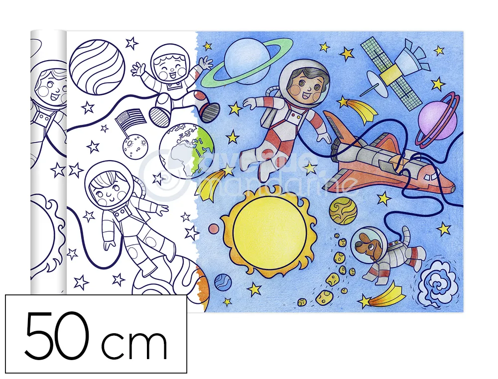 Rouleau coloriage graffy roll theme espace 5m 90g dessin repete 10 fois