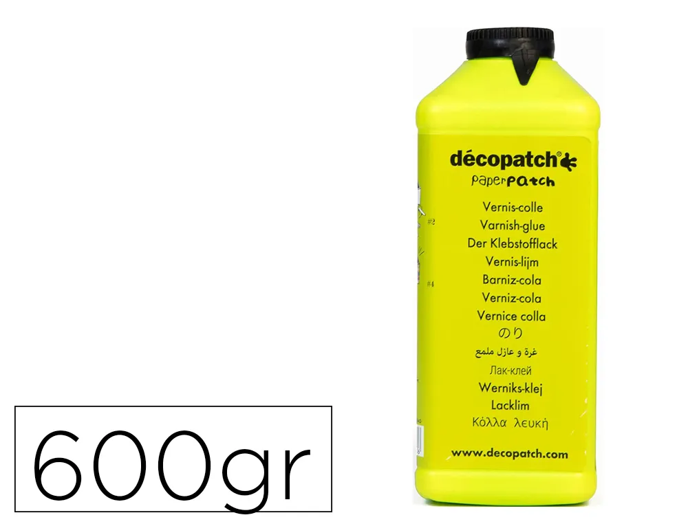 Vernis colle decopatch satine tous support sechage rapide coloris transparent bouteille 600gr